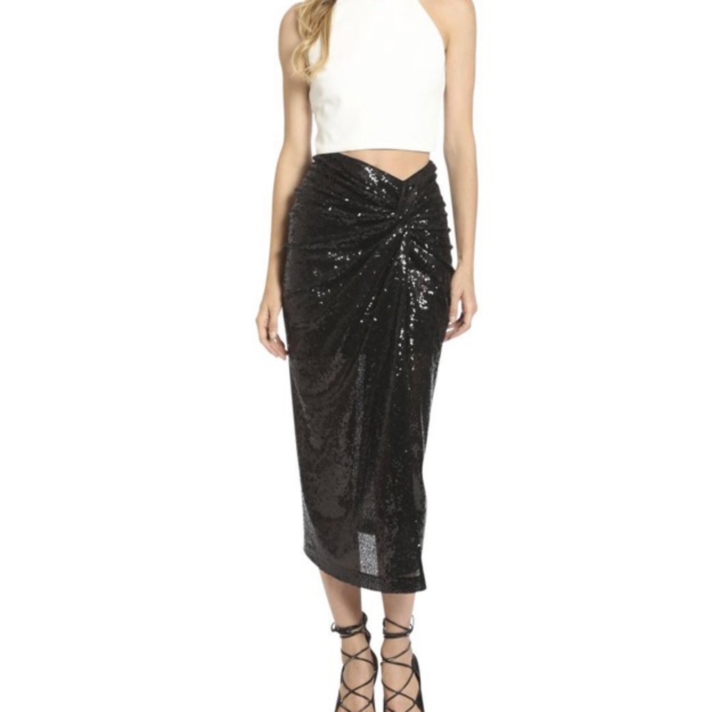 Badgley Mischka Sequin Midi Skirt